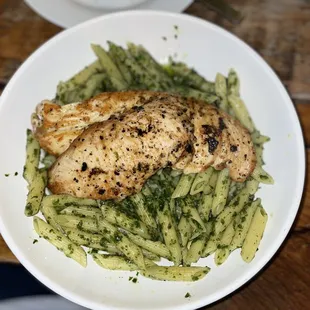 Pesto pasta with penne noodles and chicken