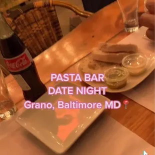 Bread oil and cheese served