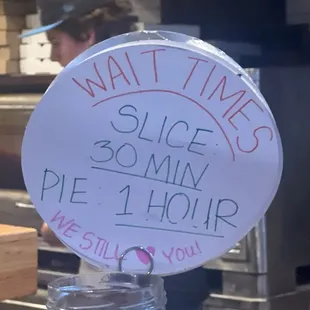 Wait time apparently no matter what time you show up or how busy. Who has an hour to sit for a pizza?