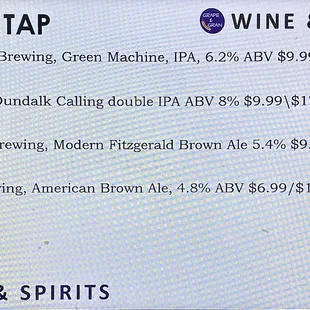 a list of wines and spirits