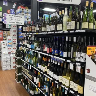 rows of wine bottles
