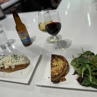 Meatball sandwich and quiche.