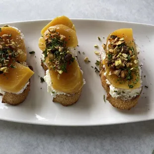 Golden beet and goat cheese crostini