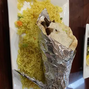 Beef Gyro dinner with rice! Pretty good, lot of