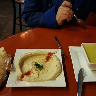 Hummus and Lemon Rice Soup at Grape Leaf Express