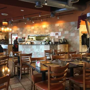 tables and chairs in a restaurant