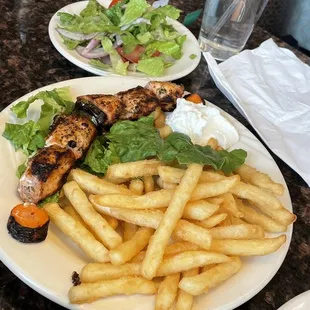 Shish tawook. House salad.