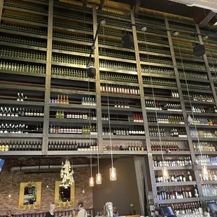 A most impressive wall of wines from which to choose.