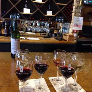 Wine tasting list. Pick 3 for $6