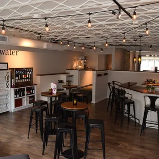 the interior of a wine bar