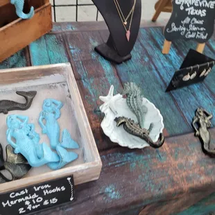 a table with a variety of items on it
