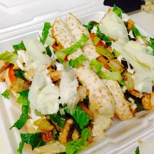 Grilled chicken sub with peppers and cheese