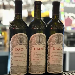 three bottles of wine