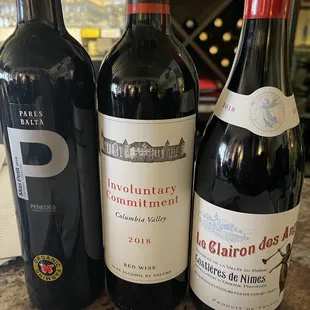 three bottles of wine