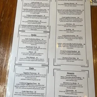 the menu
