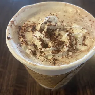 Hot chocolate from a vendor