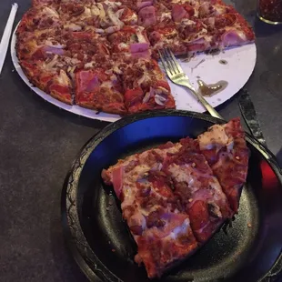 Big meat with mushrooms