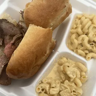 Tri TriTip Sandwich, Pulled Pork Sandwich and Mac &amp; Cheese