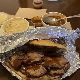 8 oz Tri Tip Sandwich with the Mac and Beans sides