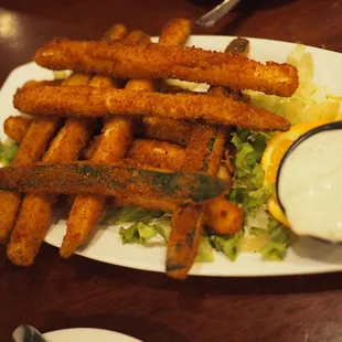 Fried zucchini sticks. Yum.