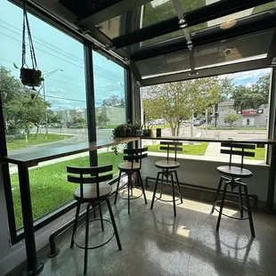 Indoor outdoor bar seating