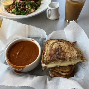 Turkey Rueben and vegan tomato soup