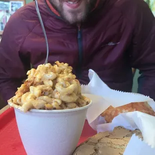 A generous helping of chipotle Mac and cheese. If I died I would want this to be my last meal. We plan our day around Grateful breads hours.