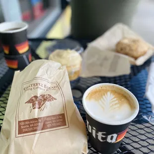 a cup of coffee and a bag of coffee