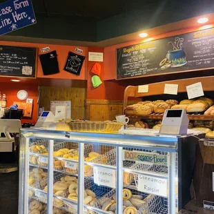 a display of bread and pastries