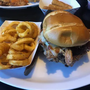 Mushroom swiss burger and delicious fries