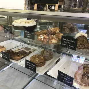 a variety of pastries on display