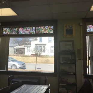 a woman looking out the window