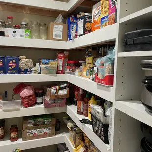 Some shelves are 16 deep, while others are 12, for different types of storage.