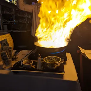 a fire in a frying pan
