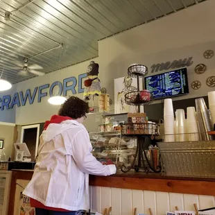 a man and a woman at the counter