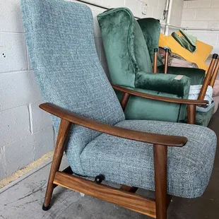 Midcentury recliner reupholstery.