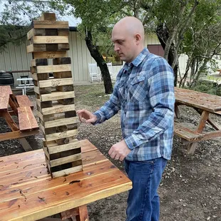 Jenga in the rain!