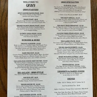 Gravy menu