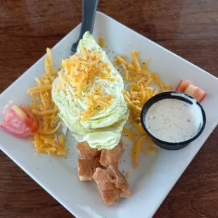 The Hawks Kick Off Lettuce Wedge $4 - Iceberg lettuce wedge, Cheddar Cheese, Tomato &amp; Croutons