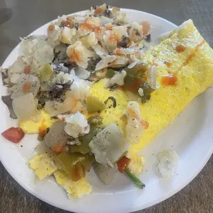 Vegetable Omelette with home fries