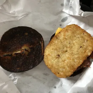 Bagel breakfast sandwich..