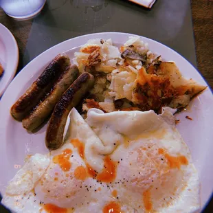 Breakfast Special with Sausage &amp; hot sauce