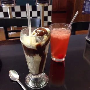 Chocolate float and cherry limeade