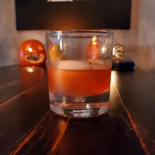 Halloween 2022 Cocktail Drink called "Jack O'Fashioned"