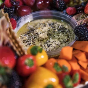 a platter of fruits and vegetables
