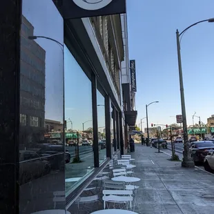 Cute outdoor seating perfect for a peaceful bite