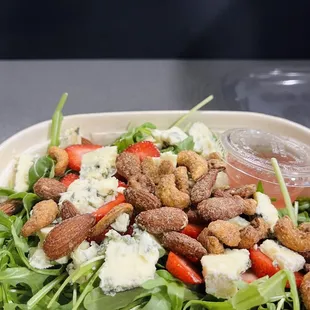 Arugula, strawberry, Rogue Creamery smoky blue cheese salad with vinaigrette - $10