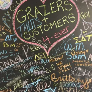 Customers can write on the chalk wall!