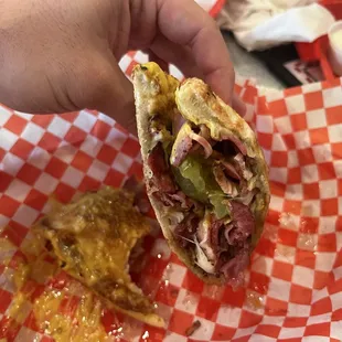 Pastrami sandwich grazi style extra mustard w/pickles and no lettuce or tomato