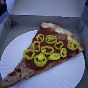 Pepperoni Pizza Slice add banana peppers